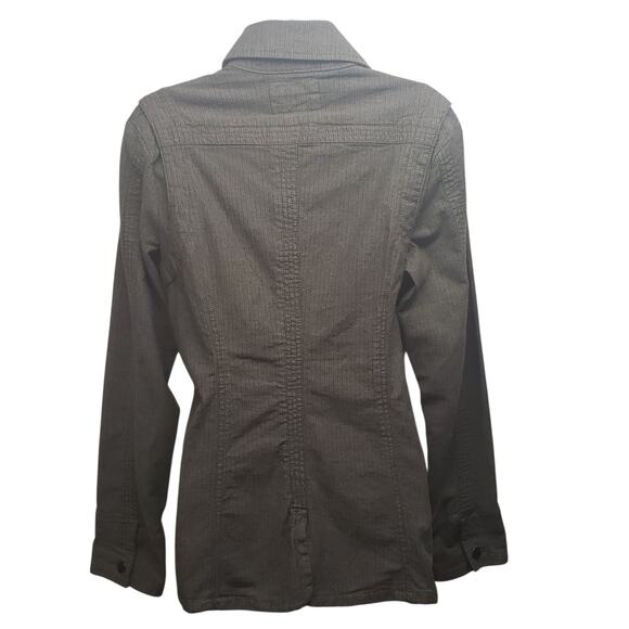 Jag Women’s Stretch Denim Jacket M | Gray Herringbone Blazer Style | Casual Chic - Picture 2 of 11